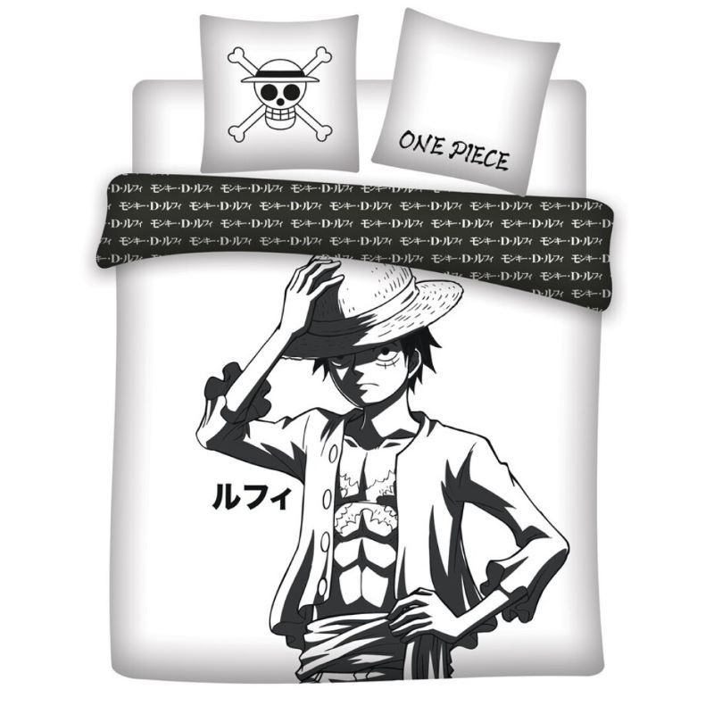 ONE PIECE - Parure de lit Luffy noir et blanc 240x220 cm - Mangalisa